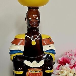 Old Oak Rum Limbo Drummer Figurine Empty Wine Bottle